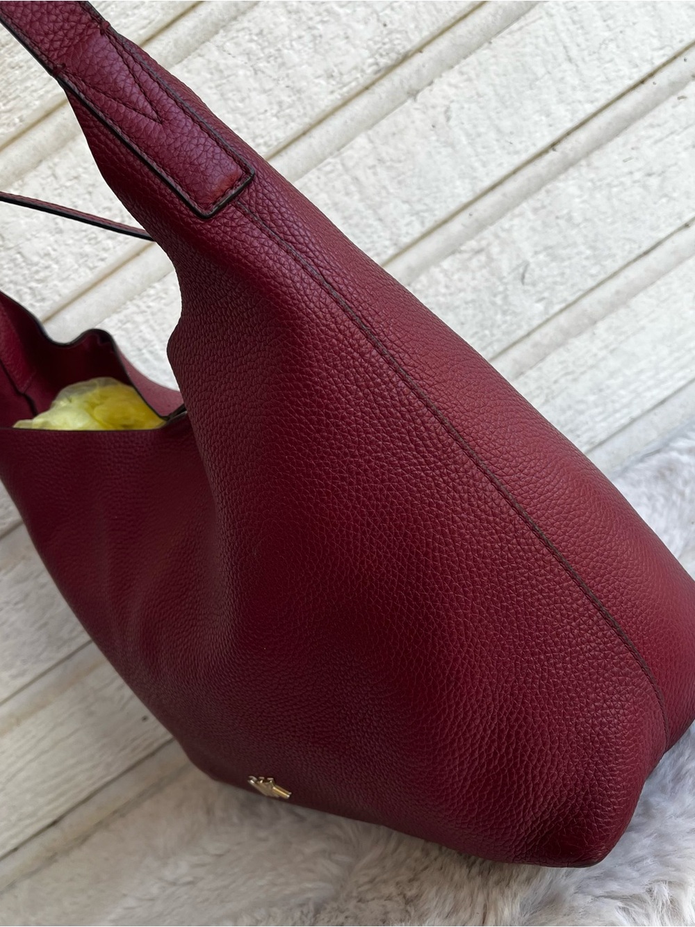 MICHAEL KORS Red Leather Cece Hobo Slouchy Shoulder Bag Tote Mercer Raven - Picture 4 of 11